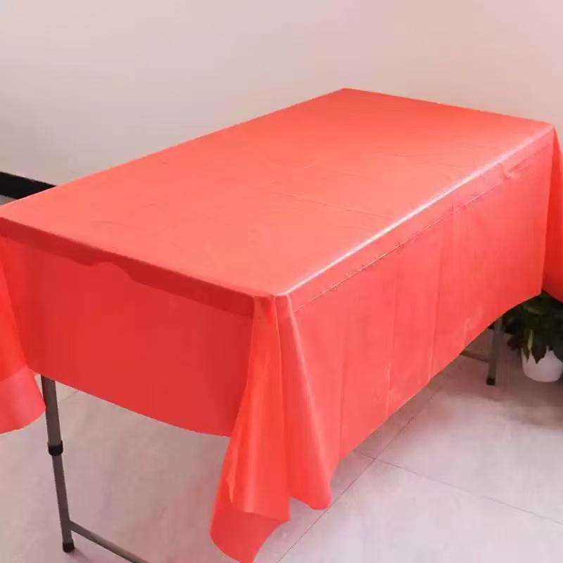 Disposable party tablecloth PE plastic cloth birthday desser size :137*183CM-rose-Red