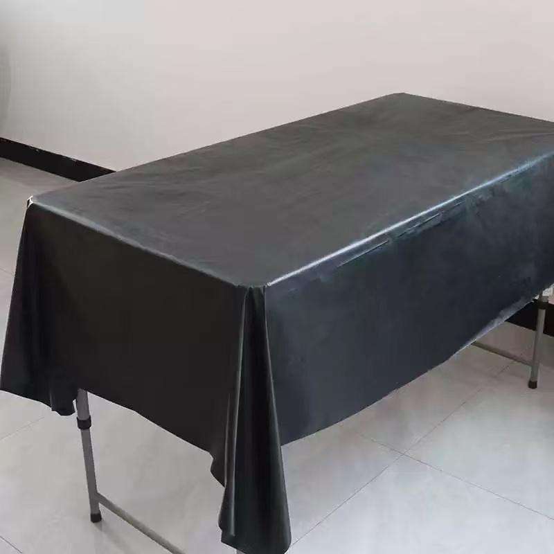 Disposable party tablecloth PE plastic cloth birthday desser size :137*183CM-Black