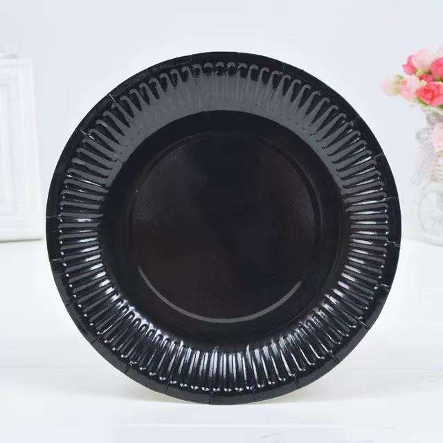 Party Plates - Paper - Black - 23cm - 10 Piece