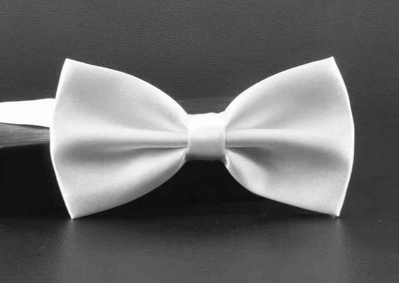 Plain Satin Bow Tie - White