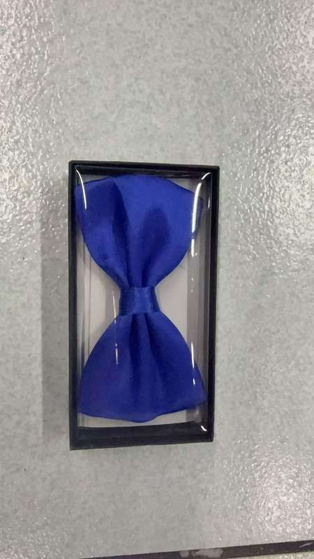Plain Satin Bow Tie - Blue