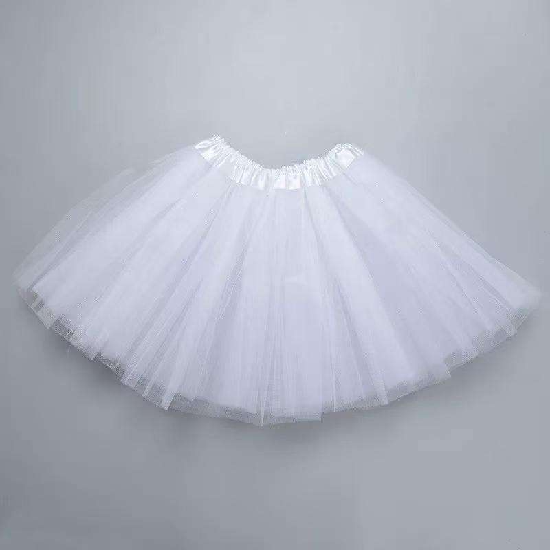 Women's Tutu Skirt  Classic Elastic Mini Tulle Ballet Skirt for Party 40CM-White