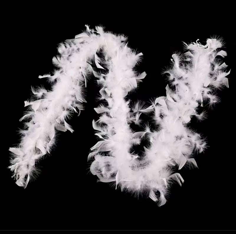 party Elegant Black Turkey Feather Boa-2M-White