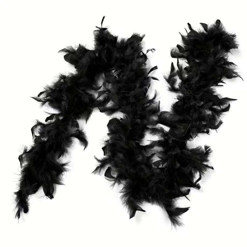 party Elegant Black Turkey Feather Boa-2M-Black