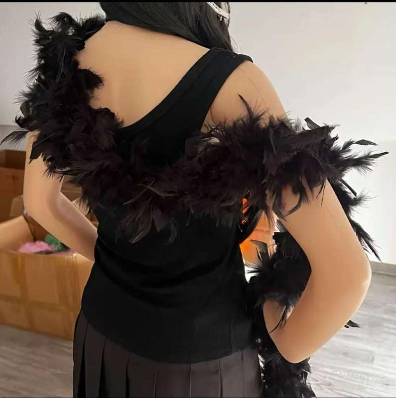 party Elegant Black Turkey Feather Boa-2M-Black
