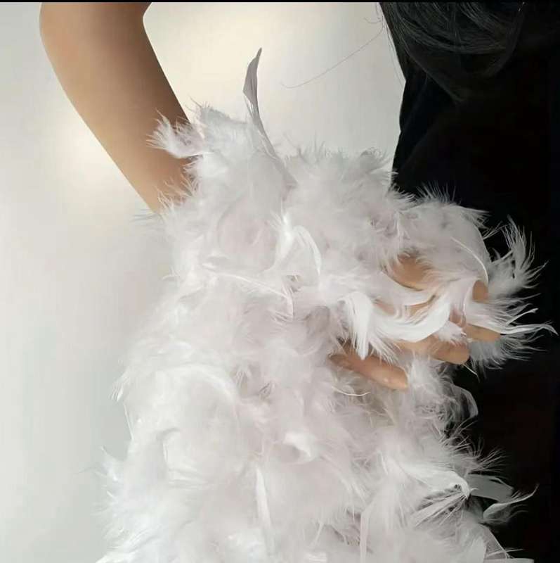 party Elegant Black Turkey Feather Boa-2M-White