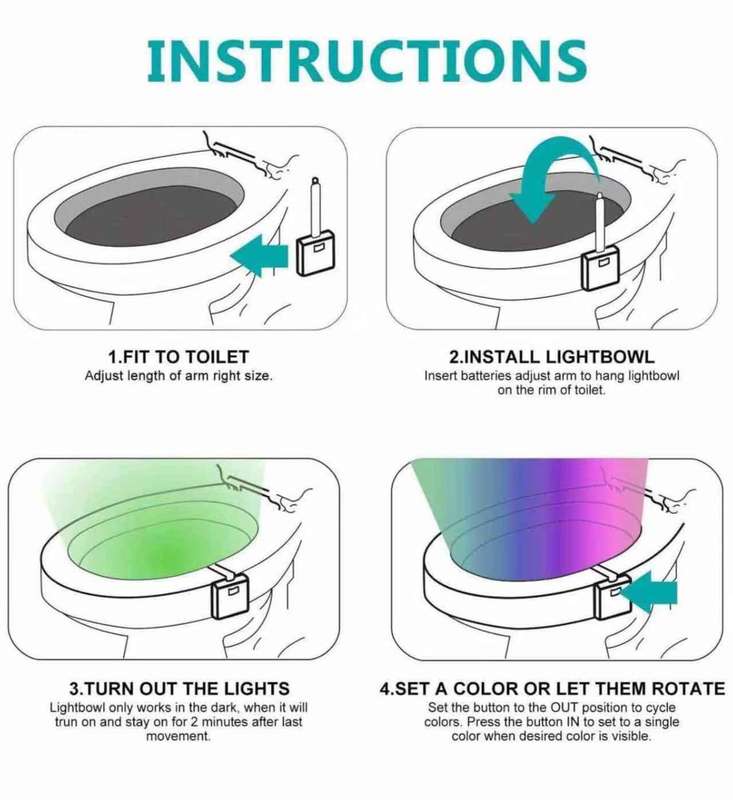 LooBrite Toilet Bowl Light Motion Activated Toilet Light Sensor LED Nightlight