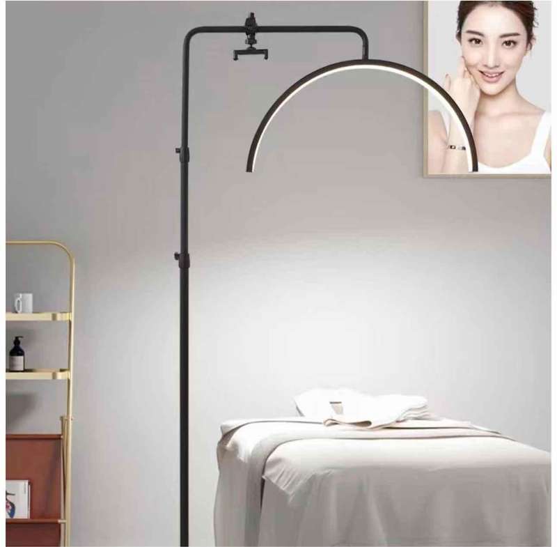 Half Moon U-Shape Adjustable LED Beauty Light with Cellphone Clip