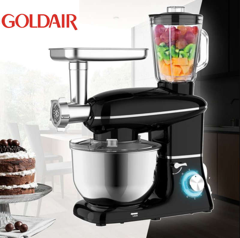 Goldair 3-in-1 Kitchen Stand Mixer - 4L Bowl - 6 Speed - LED Light and Pulse