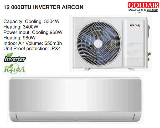 Brand New - GoldAir 12000BTU Inverter Aircon - Split Unit