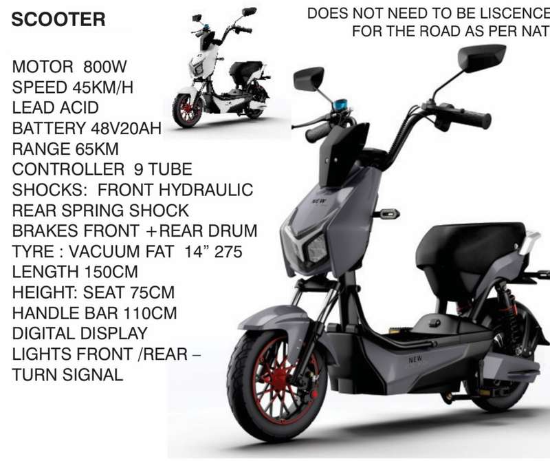 Conti 800W Electric Scooter/Moped - Black/White - Road Legal - Not for Kids