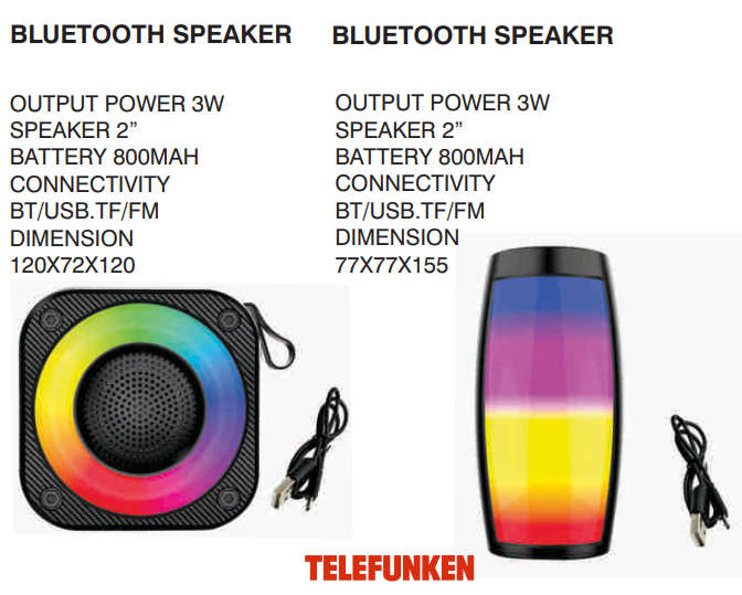 COMBO DEAL!!! Telefunken Bluetooth Speaker Bundle - BT - FM - USB - 800mah