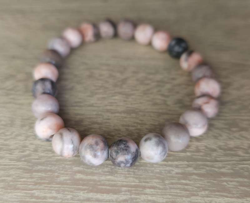 Natural Pink Zebra Jasper Bracelet - 8mm