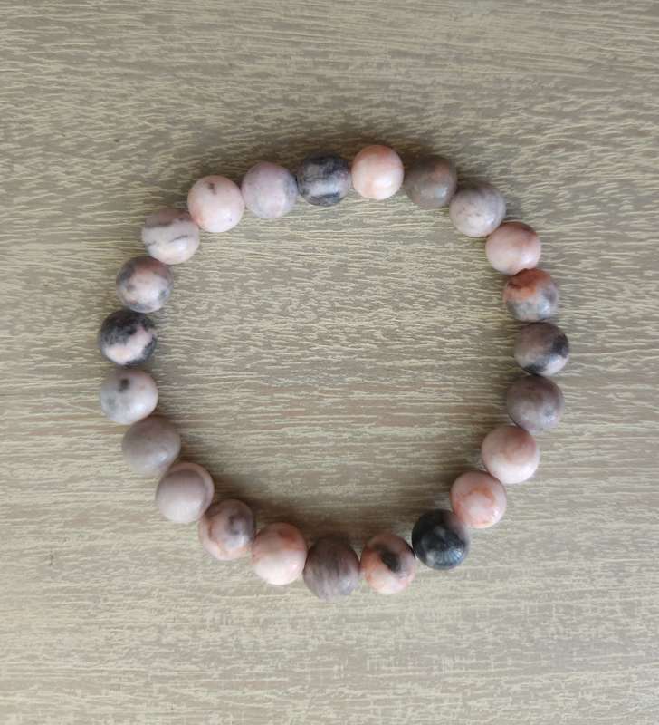 Natural Pink Zebra Jasper Bracelet - 8mm