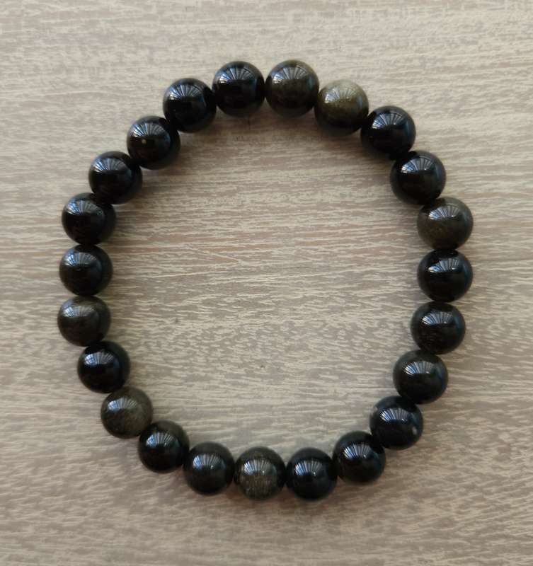 Natural Golden Sheen Obsidian Bracelet - 8mm