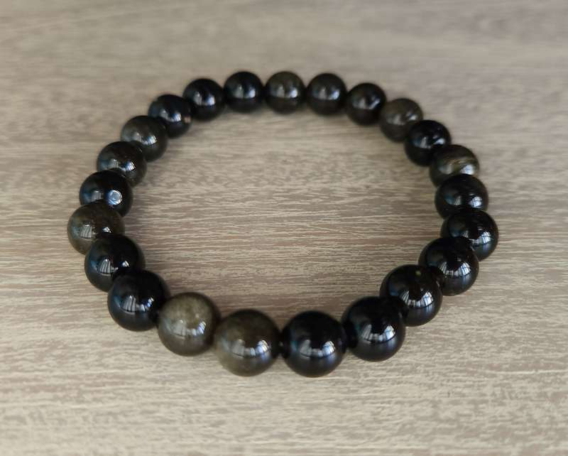 Natural Golden Sheen Obsidian Bracelet - 8mm
