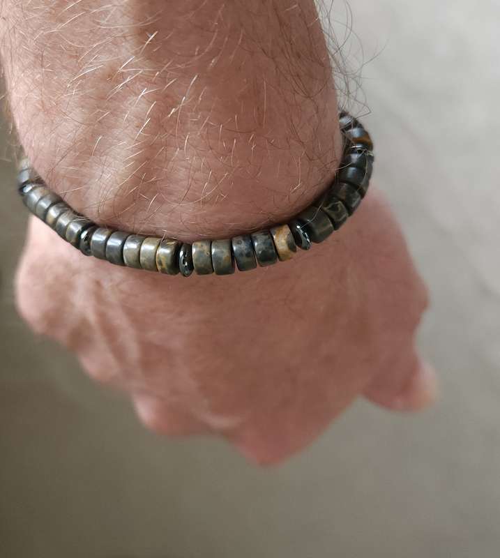 Coffee Jasper Stone & Hematite Bracelet - 3-4mm bead size