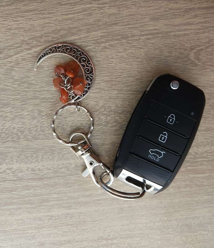 Gemstone Keyring with Moon Pendant - 10cm Length 5 colours available