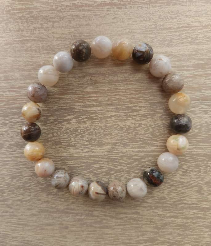 Bamboo Leaf Agate Bracelet - 8mm
