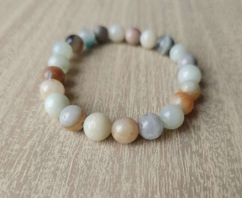 Natural Flower Amazonite Gemstone Bracelet - 8mm