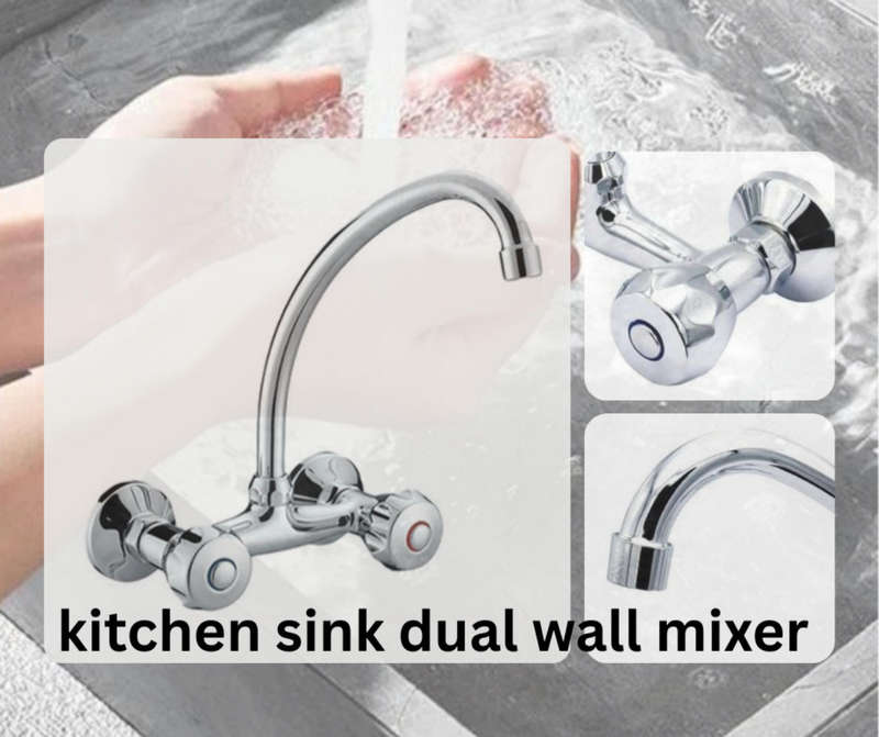AIYI AY406-048 Kitchen Sink Dual Tap Wall Mixer Faucet