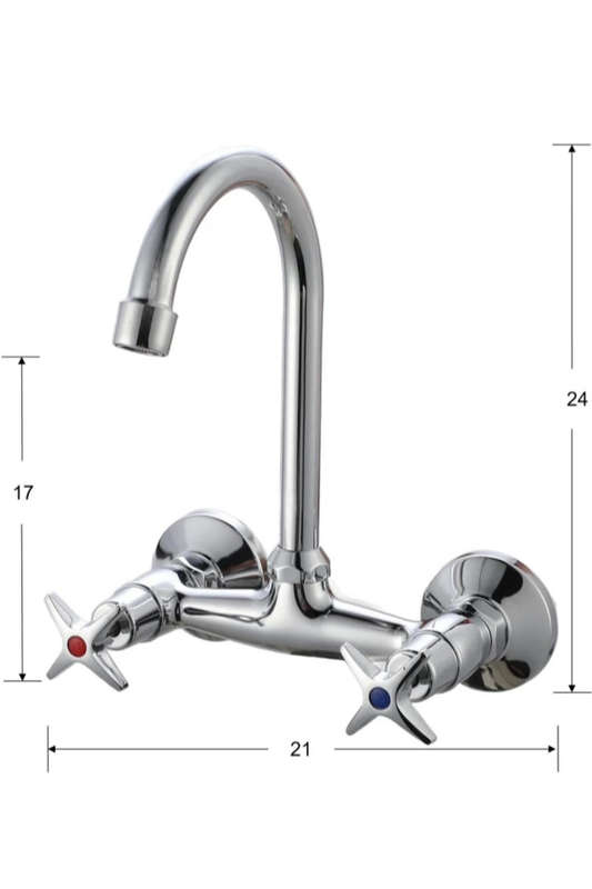 AIYI AY406-004 Kitchen Sink Dual Tap Wall Mixer Faucet