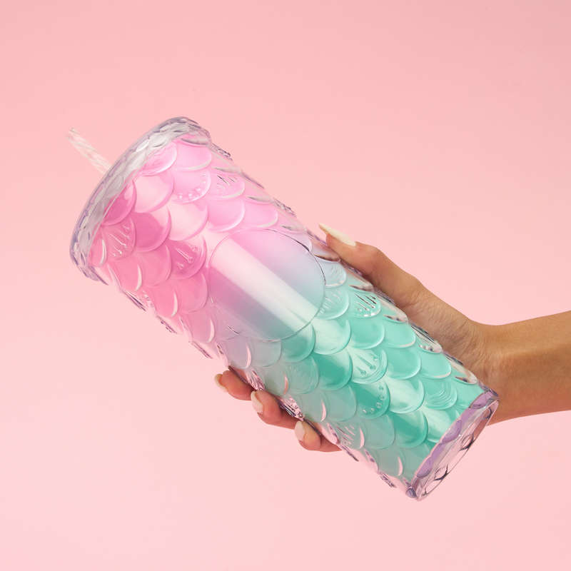 Plastic Mermaid Cup with Straw 700ml