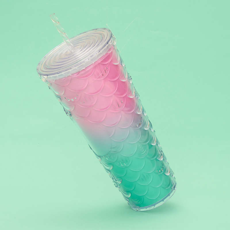 Plastic Mermaid Cup with Straw 700ml