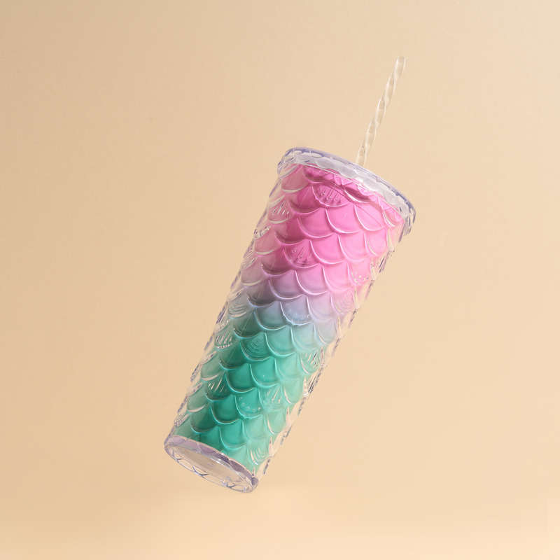 Plastic Mermaid Cup with Straw 700ml