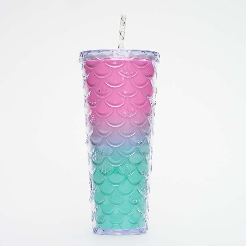 Plastic Mermaid Cup with Straw 700ml