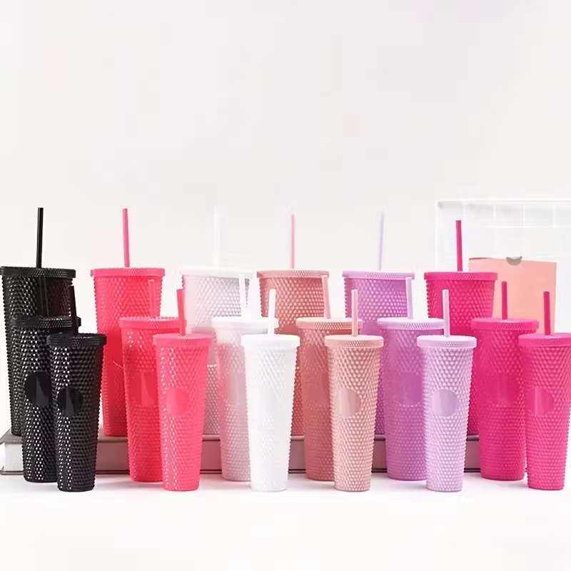 3-Piece On The Go Plastic Tumbler Set with Straws - LILAC