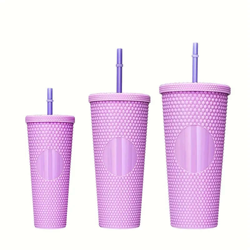 3-Piece On The Go Plastic Tumbler Set with Straws - LILAC