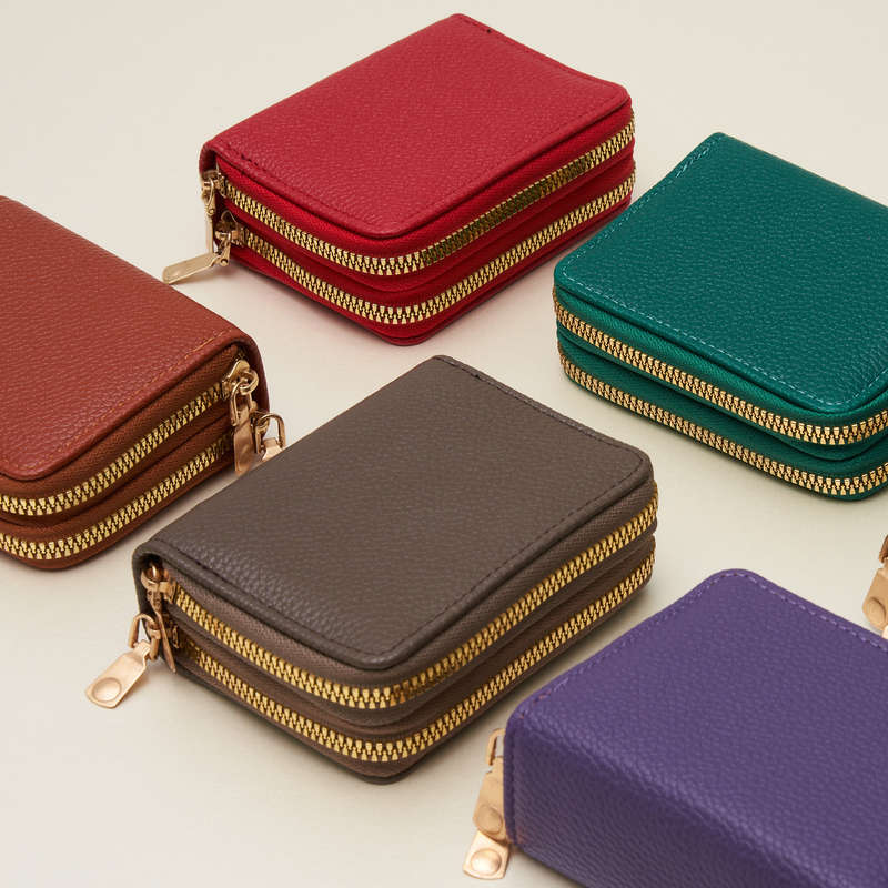 Luxora Double Zip RFID Wallet - Brown