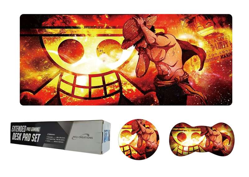 Monkey D. Luffy One Piece Anime-Inspired Extended Gaming Mouse Pad Set