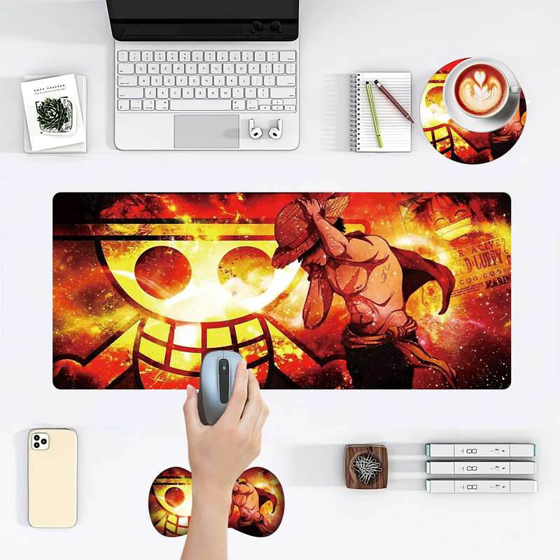 Monkey D. Luffy One Piece Anime-Inspired Extended Gaming Mouse Pad Set