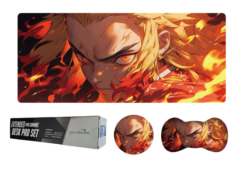 Rengoku Demon Slayer Extended Gaming Mouse Pad Set