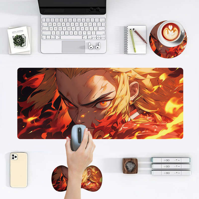 Rengoku Demon Slayer Extended Gaming Mouse Pad Set