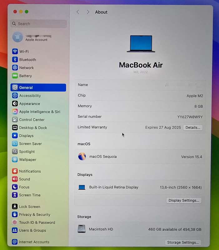 Apple MacBook Air 13, M2: 8Gb Unified Memory, 512Gb SSD Storage