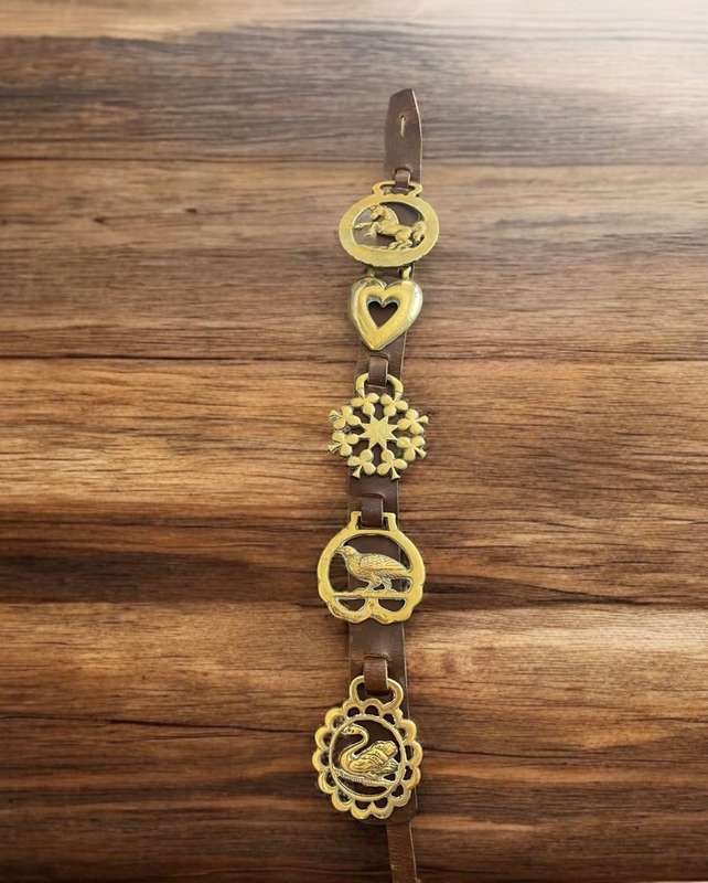 Horse brasses straps leather each