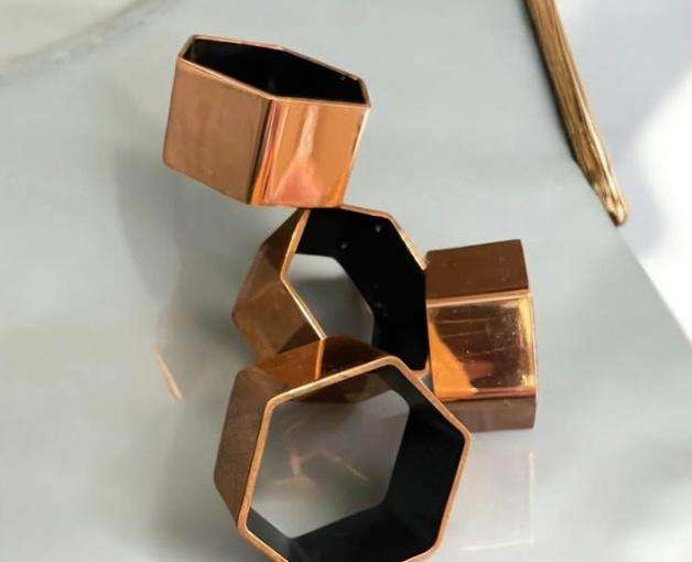 Napkin holders/rings copper x4