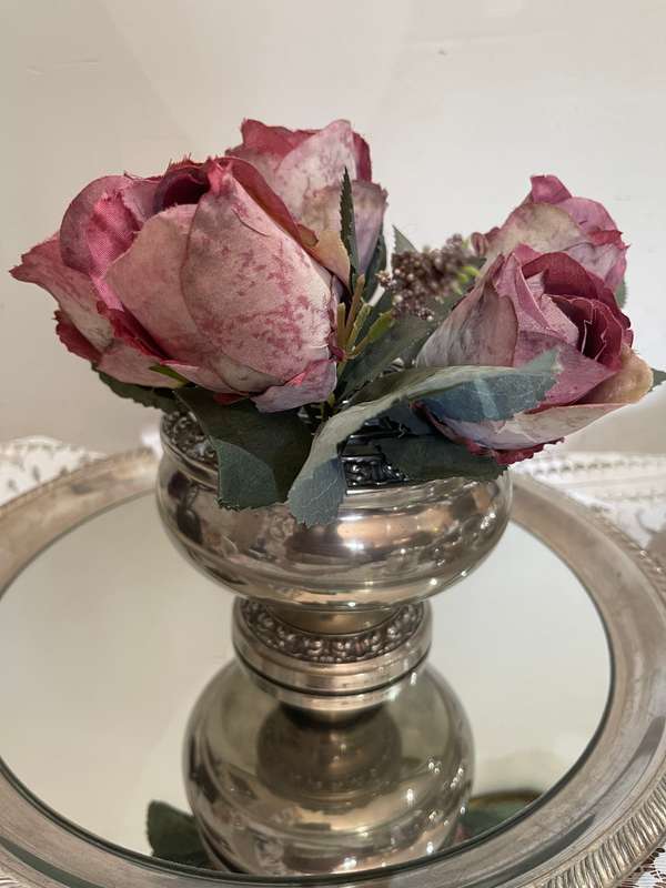 Vase rose bowl silver plated
