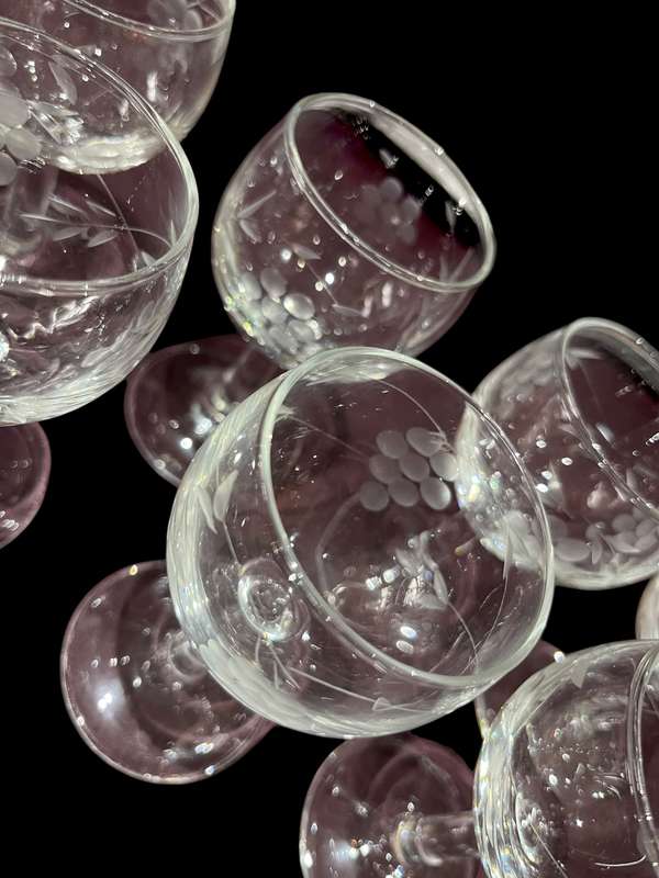 Glasses grape etched each x7(nr9)