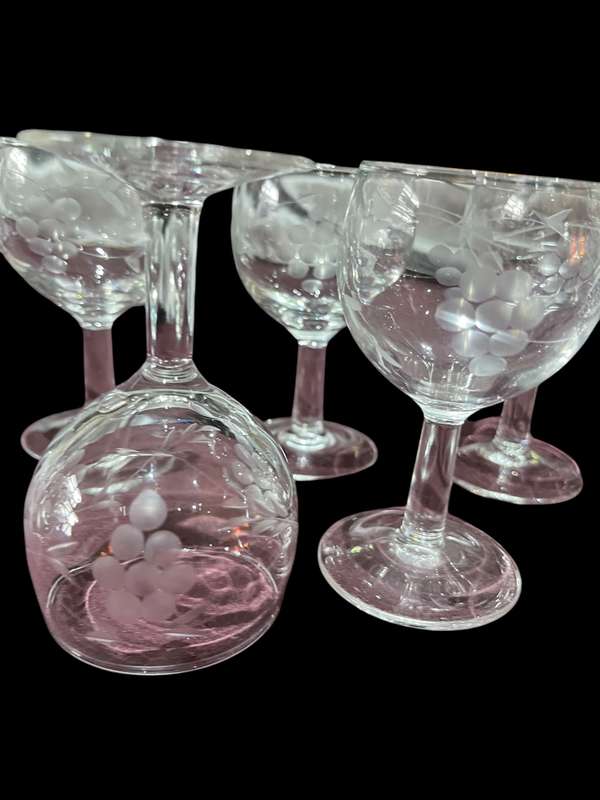 Glasses grape etched each x7(nr9)