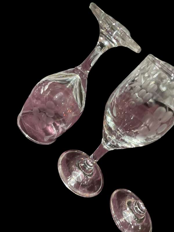 Glasses grape etched x4(nr11)