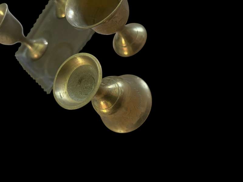 Goblets/egg cups  tray brass