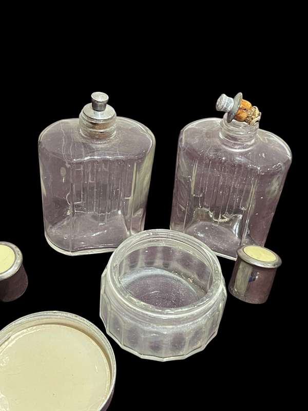 Perfume/dresser bottles set x3