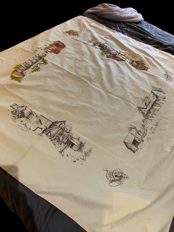 Tablecloth farm scene