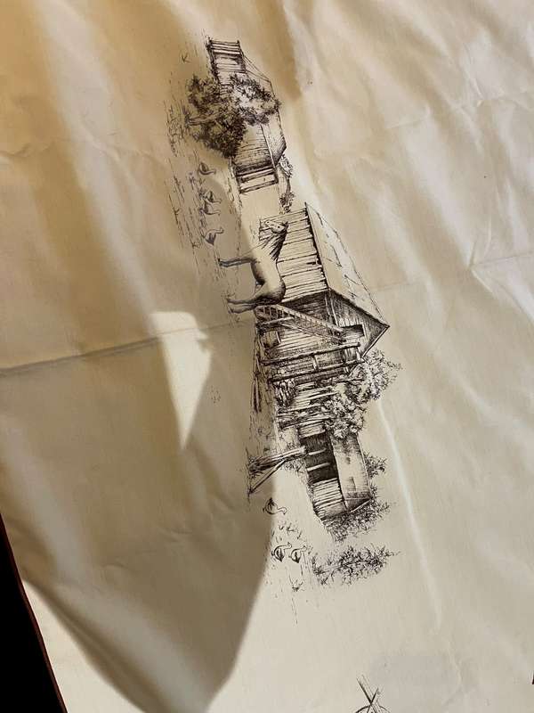 Tablecloth farm scene