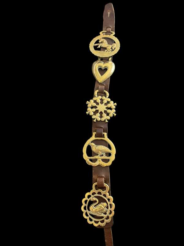 Horse brasses straps leather each