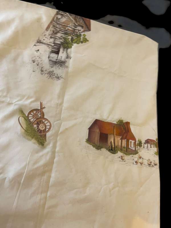 Tablecloth farm scene
